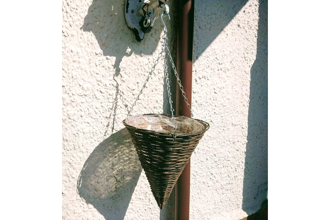 Black Rattan Cone Hanging Basket Black Rattan Cone Hanging Basket