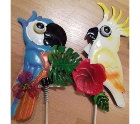 Set of 4 Parrot Garden Stakes