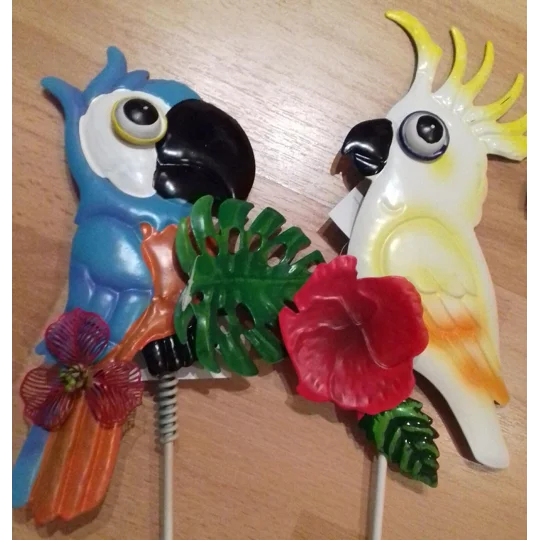 Set of 4 Parrot Garden Stakes
