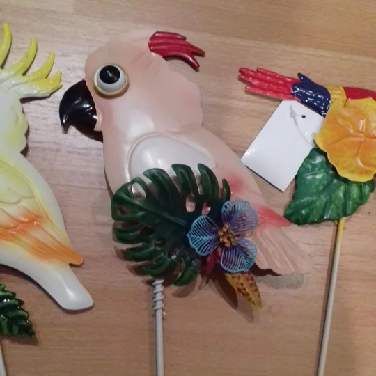 Set of 4 Parrot Garden Stakes