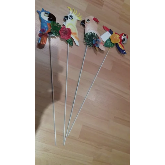 Set of 4 Parrot Garden Stakes
