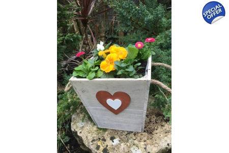 Wooden Planter with Seasonal Plants