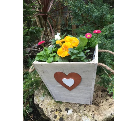 Wooden Planter with Seasonal Plants