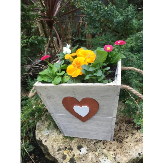Wooden Planter with Seasonal Plants