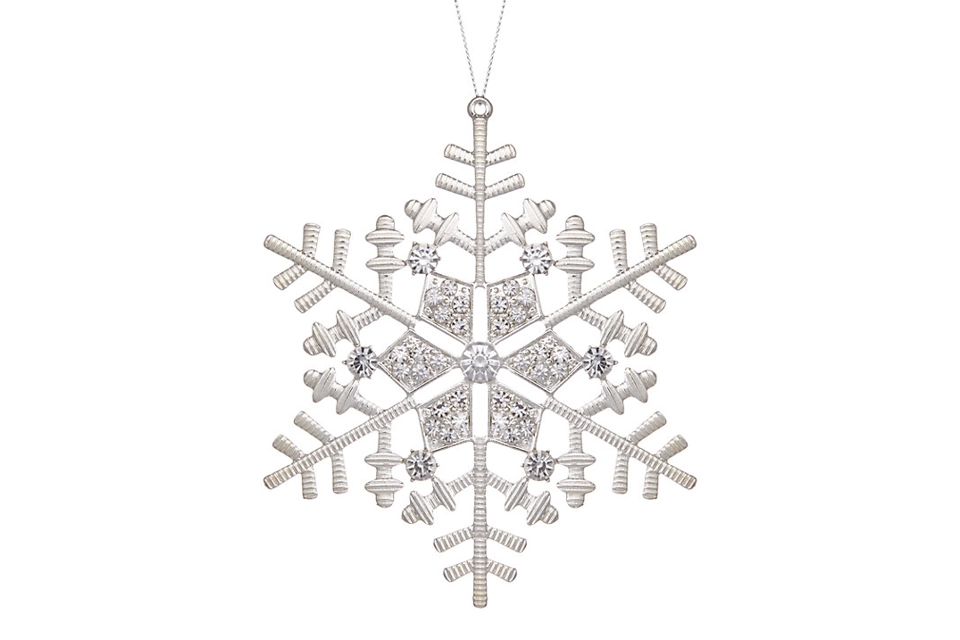 Winter Palace Jewelled Snowflake Tree Decoration, Silver