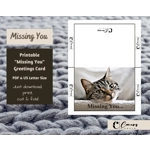 Missing You cute kitten card Printable Thinking Of You card, Download, I Miss You Card, Card Templa
