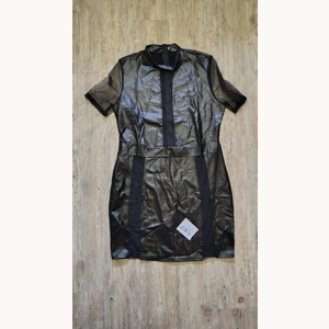 Woman Pleather Dress w/ Mesh..