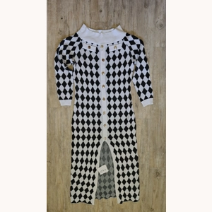 Checkered Print Sweater Dress