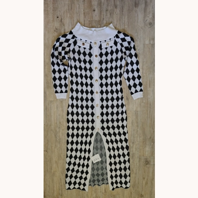 Checkered Print Sweater Dress