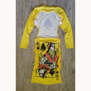 Poker Print Backless long sl..