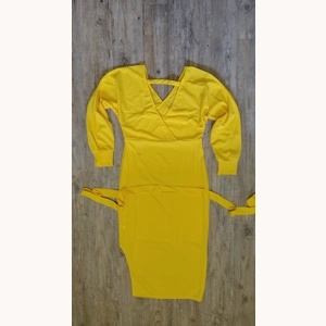 Yellow Wrapped Dress long sl..
