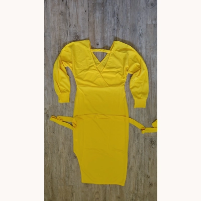 Yellow Wrapped Dress long sleeve