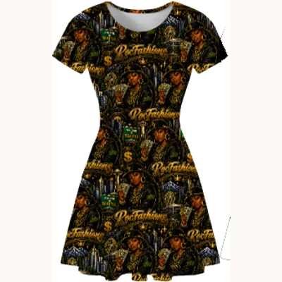 Rocfashions Female all over print money dress casual summer dress