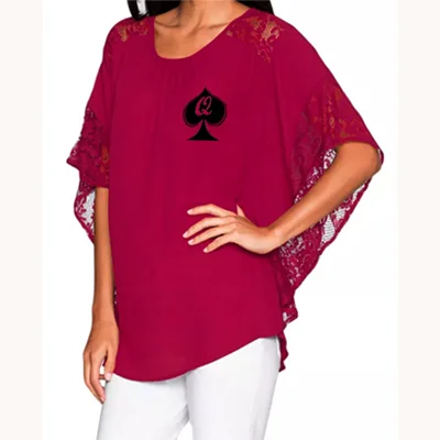 Queen of Spades Batwing Sleeve Chiffon Blouse