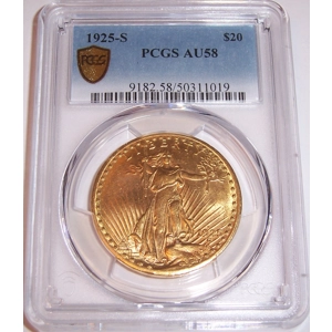 1925-S $20 AU58 PCGS Saint Gaudens Double Eagle