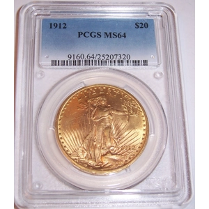 1912 $20 MS64 PCGS Saint Gaudens Double Eagle