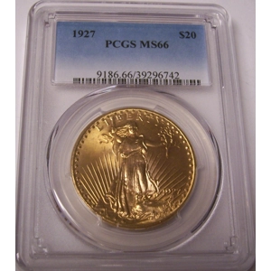 1927 $20 MS66 PCGS Saint Gaudens Double Eagle
