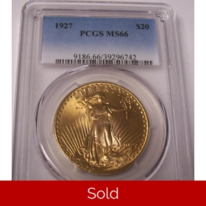 1927 $20 MS66 PCGS Saint Gaudens Double Eagle