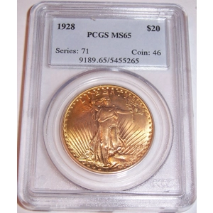 1928 $20 MS65 PCGS Saint Gaudens Double Eagle