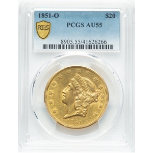 1851-O $20 AU55 PCGS Liberty Double Eagle