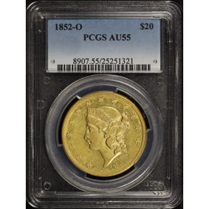 1852-O $20 AU55 PCGS Liberty Double Eagle