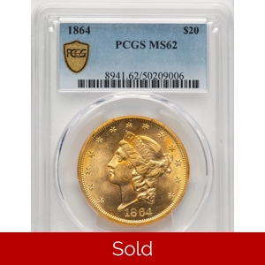 1864 $20 MS62 PCGS Liberty Double Eagle