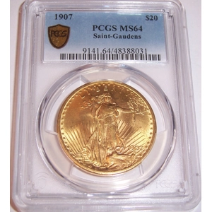 1907 $20 MS64 PCGS Saint Gaudens Double Eagle