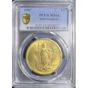 1907 $20 MS64 PCGS Saint Gaudens Double Eagle