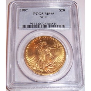 1907 $20 MS65 PCGS Saint Gaudens Double Eagle
