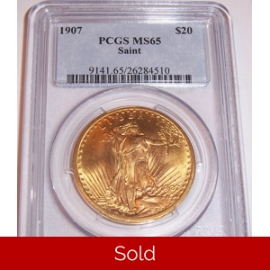1907 $20 MS65 PCGS Saint Gaudens Double Eagle
