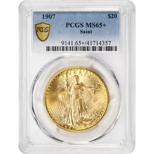 1907 $20 MS65+ PCGS Saint Gaudens Double Eagle