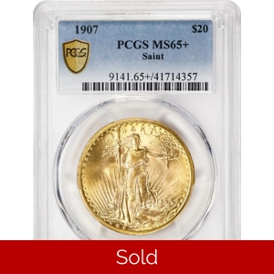 1907 $20 MS65+ PCGS Saint Gaudens Double Eagle
