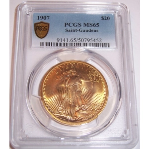 1907 $20 MS65 PCGS Saint Gaudens Double Eagle