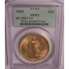 1908 NM $20 MS63 PCGS Saint Gaudens Double Eagle OGH