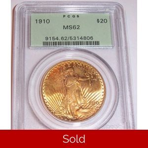 1910 $20 MS62 PCGS OGH Saint Gaudens Double Eagle