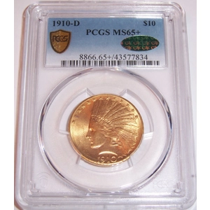 1910-D $10 MS65+ PCGS Indian Eagle PCGS CAC