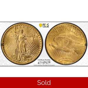 1911 $20 MS64 PCGS Saint Gaudens Double Eagle PQ
