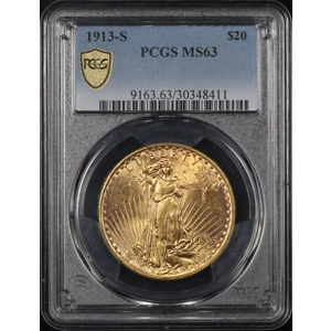 1913-S $20 MS63 PCGS Saint Gaudens Double Eagle