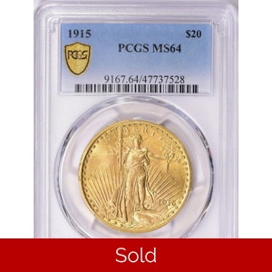 1915 $20 MS64 PCGS Saint Gaudens Double Eagle