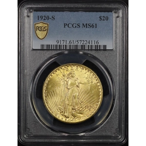 1920-S $20 MS61 PCGS Saint Gaudens Double Eagle