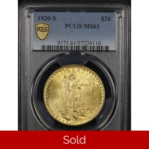 1920-S $20 MS61 PCGS Saint Gaudens Double Eagle