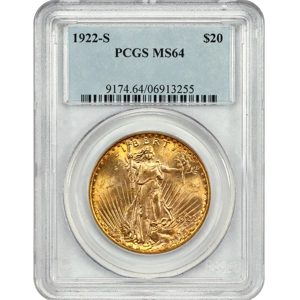 1922-S $20 MS64 PCGS Saint Gaudens Double Eagle