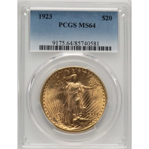 1923 $20 MS64 PCGS Saint Gaudens Double Eagle