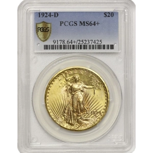1924-D $20 MS64+ PCGS Saint Gaudens Double Eagle PCGS