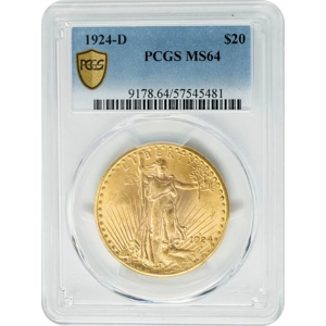 1924-D $20 MS64 PCGS Saint Gaudens Double Eagle PCGS