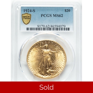 1924-S $20 MS62 PCGS Saint Gaudens Double Eagle