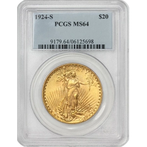1924-S $20 MS64 PCGS Saint Gaudens Double Eagle