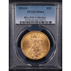 1924-S $20 MS64 PCGS Saint Gaudens Double Eagle