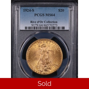 1924-S $20 MS64 PCGS Saint Gaudens Double Eagle