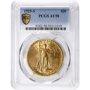 1925-S $20 AU58 PCGS Saint Gaudens Double Eagle